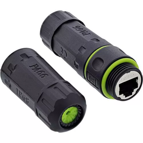 RJ45 Kupplung IP68, Cat.6A, 2x RJ45 Buchse, geschirmt, M20