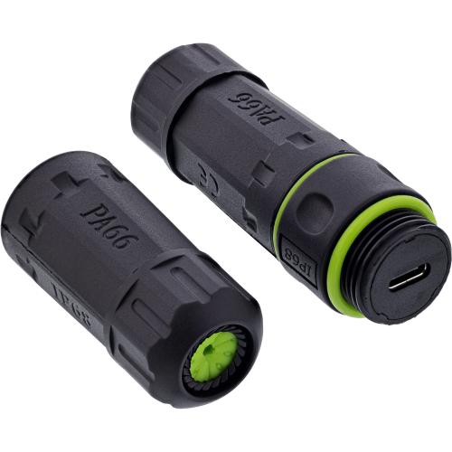 USB-C Verbinder IP68, 2x USB-C Buchse, geschirmt, M20