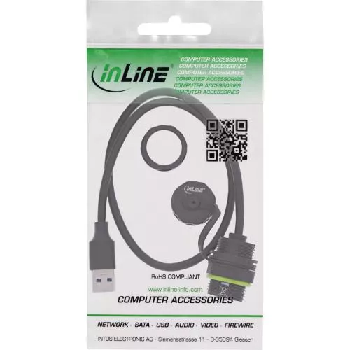 USB-A Verbinder IP68, 50 cm, Buchse zu Stecker, geschirmt, M20