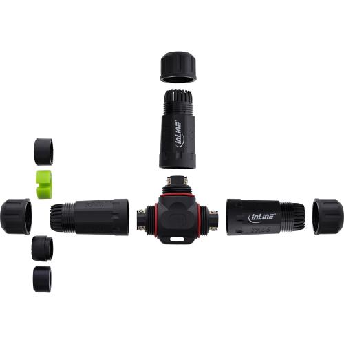 Preview: IP68 Kabelverteiler 3-Wege, 3-polig, 24A / 500V, M20, schwarz