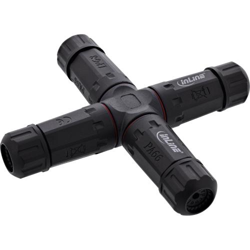 Preview: IP68 Kabelverteiler 4-Wege, 3-polig, 24A / 500V, M20, schwarz