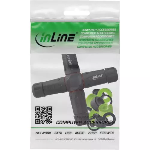 IP68 Kabelverteiler 4-Wege, 3-polig, 24A / 500V, M20, schwarz