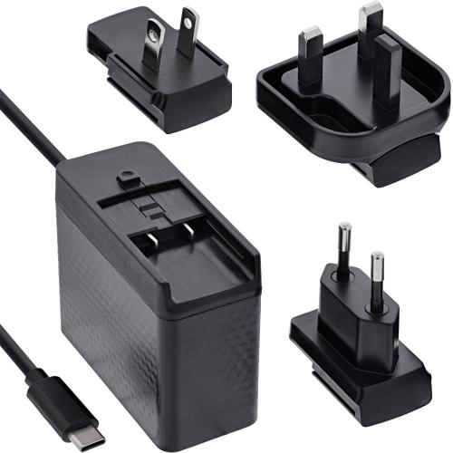 USB-C Netzteil 140 W – GaN, festes Kabel, EU/UK/US Stecker, schwarz