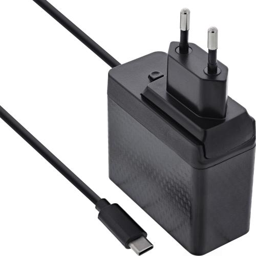 Preview: USB-C Netzteil 140 W – GaN, festes Kabel, EU/UK/US Stecker, schwarz