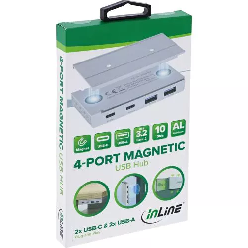 USB 3.2 Gen.2 Hub – 4 Port, 2x USB-C, 2x USB-A, 10 Gbit/s, magnetisch