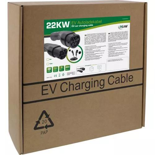 Typ 2 Ladekabel 22 kW, 3-phasig, 32 A, 10 m