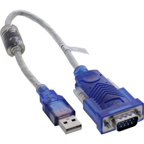 USB Seriell Adapter RS232 mit Ferrit, USB-A auf 9-pol Sub-D, 0,2 m