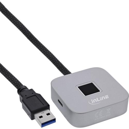 USB Fingerabdruckscanner für Windows Hello mit USB-Hub, 1,5 m, silber