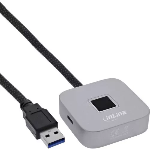 USB Fingerabdruckscanner für Windows Hello mit USB-Hub, 1,5 m, silber