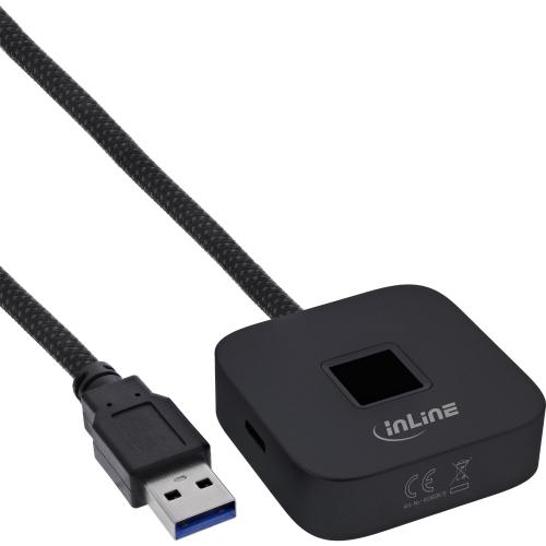 USB Fingerabdruckscanner für Windows Hello mit USB-Hub, 1,5 m, schwarz