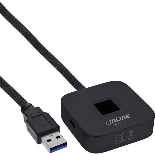 USB Fingerabdruckscanner für Windows Hello mit USB-Hub, 1,5 m, schwarz