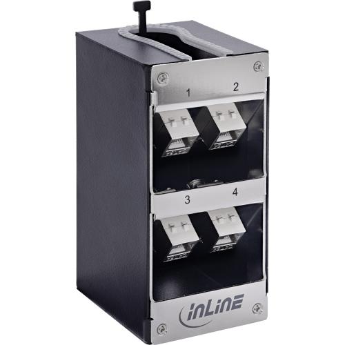 Keystone Verteilerkasten Cat.6A – 4 Port – Wand-/Hutschienenmontage – inkl. RJ45 Keystone-Module