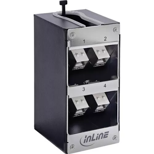 Keystone Verteilerkasten Cat.6A – 4 Port – Wand-/Hutschienenmontage – inkl. RJ45 Keystone-Module
