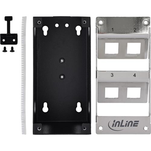 Preview: Keystone Verteilerkasten Cat.6A – 4 Port – Wand-/Hutschienenmontage – inkl. RJ45 Keystone-Module