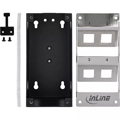 Keystone Verteilerkasten Cat.6A – 4 Port – Wand-/Hutschienenmontage – inkl. RJ45 Keystone-Module