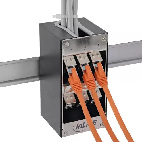 Keystone Verteilerkasten Cat.6A – 4 Port – Wand-/Hutschienenmontage – inkl. RJ45 Keystone-Module