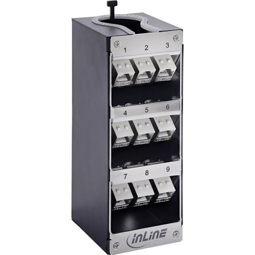 Keystone Verteilerkasten Cat.6A – 9 Port – Wand-/Hutschienenmontage – inkl. RJ45 Keystone-Module