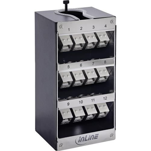 Keystone Verteilerkasten Cat.6A – 12 Port – Wand-/Hutschienenmontage – inkl. RJ45 Keystone-Module