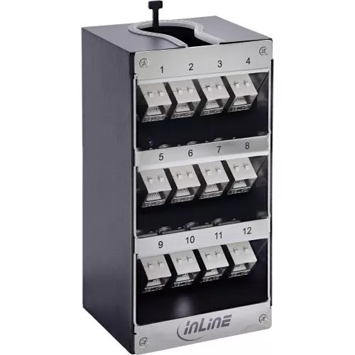 Keystone Verteilerkasten Cat.6A – 12 Port – Wand-/Hutschienenmontage – inkl. RJ45 Keystone-Module