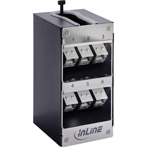Keystone Verteilerkasten Cat.6A – 6 Port – Wand-/Hutschienenmontage – inkl. RJ45 Keystone-Module