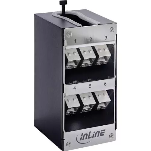 Keystone Verteilerkasten Cat.6A – 6 Port – Wand-/Hutschienenmontage – inkl. RJ45 Keystone-Module
