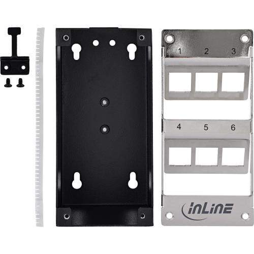 Preview: Keystone Verteilerkasten Cat.6A – 6 Port – Wand-/Hutschienenmontage – inkl. RJ45 Keystone-Module