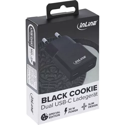 USB-C Ladegerät 30W schwarz, Dual USB-C, PD/PPS, GaN