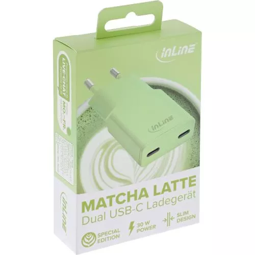 USB-C Ladegerät 30W grün, Dual USB-C, PD/PPS, GaN