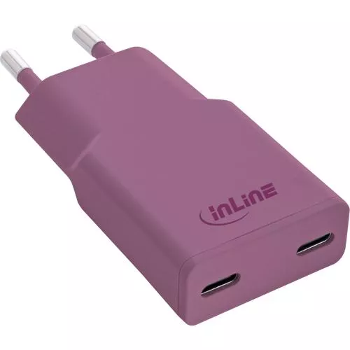 USB-C Ladegerät 30W violett, Dual USB-C, PD/PPS, GaN