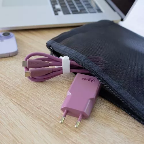 USB-C Ladegerät 30W violett, Dual USB-C, PD/PPS, GaN