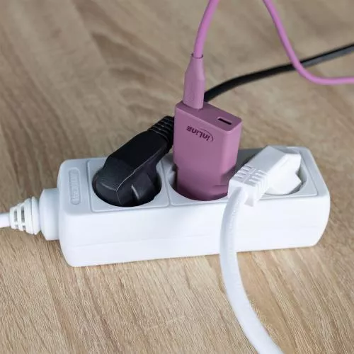 USB-C Ladegerät 30W violett, Dual USB-C, PD/PPS, GaN