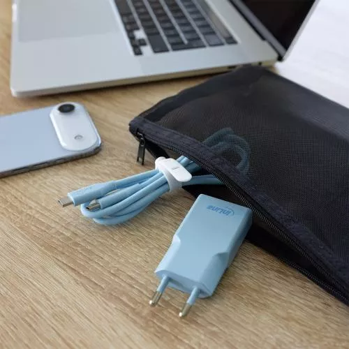 USB-C Ladegerät 30W blau, Dual USB-C, PD/PPS, GaN