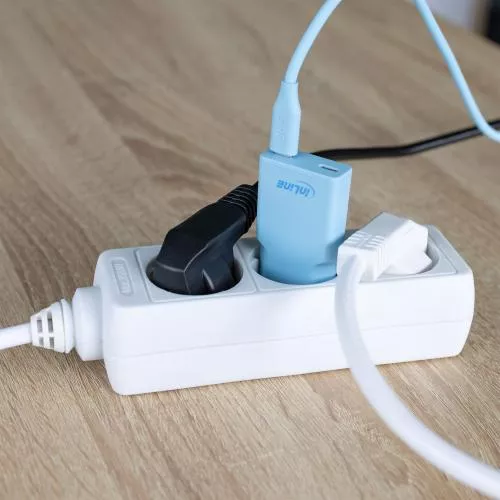 USB-C Ladegerät 30W blau, Dual USB-C, PD/PPS, GaN