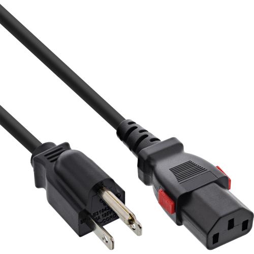Netzkabel USA NEMA 5-15P auf C13 verriegelbar – UL/CSA