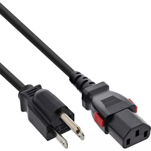 Netzkabel USA NEMA 5-15P auf C13 verriegelbar – UL/CSA