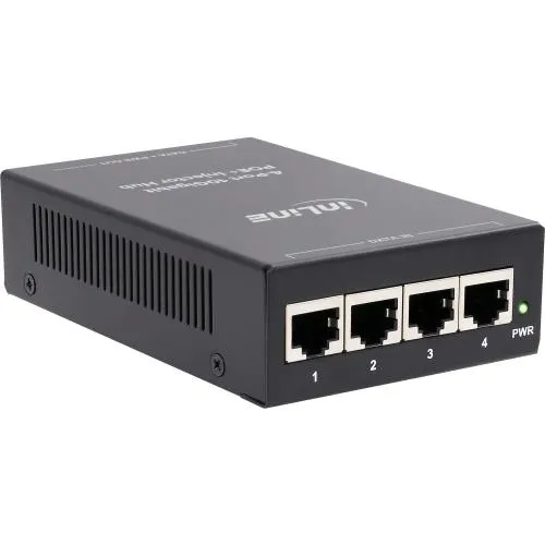 PoE+ 10Gigabit Injektor Hub, 4 Port, Metall, lüfterlos