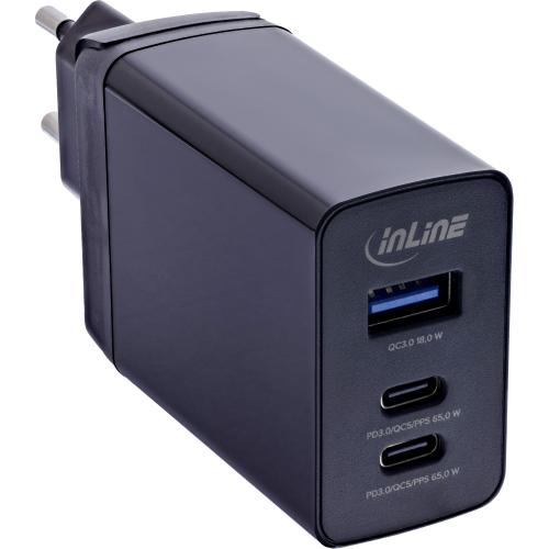 3-Port Reise-Netzteil 65W, 2x USB-C, 1x USB-A, GaN
