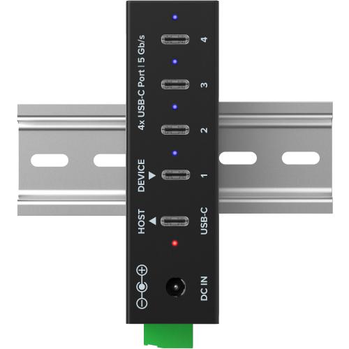Preview: USB 3.2 Industrie-Hub 4-Port USB-C, Aluminium, DIN-Schiene