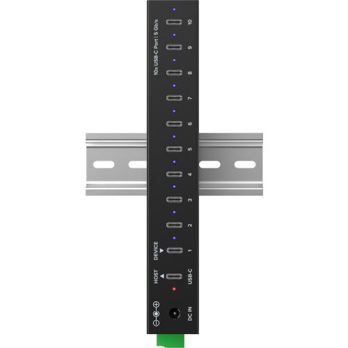 Preview: USB 3.2 Industrie-Hub 10-Port USB-C, Aluminium, DIN-Schiene