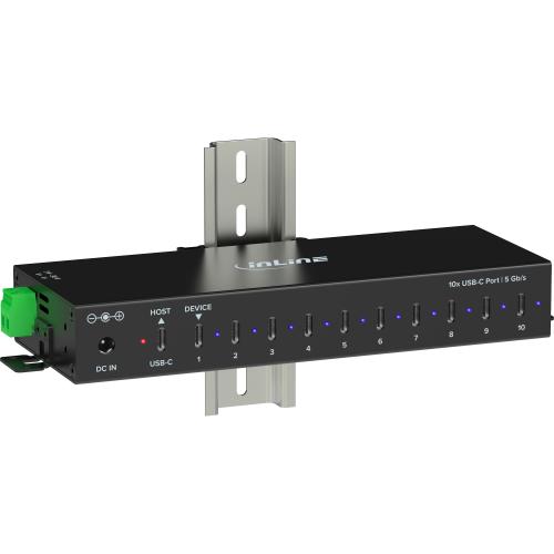 Preview: USB 3.2 Industrie-Hub 10-Port USB-C, Aluminium, DIN-Schiene