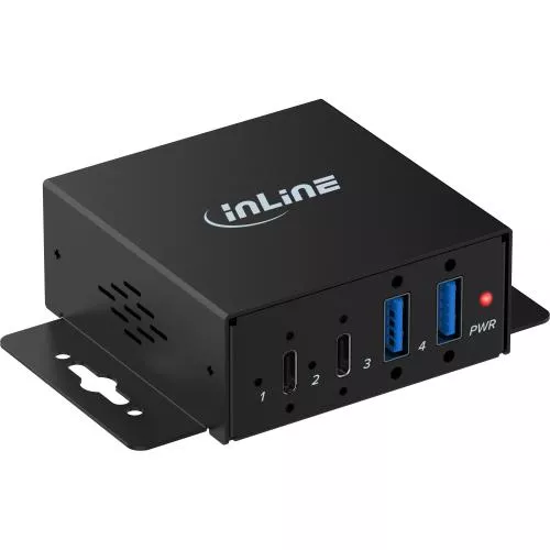 USB 3.2 Industrie-Hub 4-Port, 2x USB-A/2x USB-C, Metall