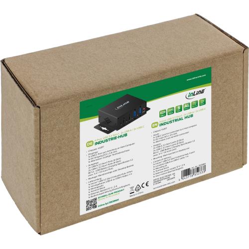 Preview: USB 3.2 Industrie-Hub 4-Port, 2x USB-A/2x USB-C, Metall