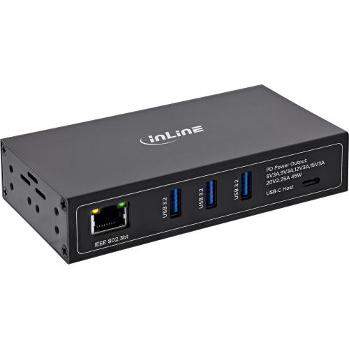 USB PoE Hub Industrie, 4-Port, 3x USB-A/1x USB-C, Gigabit, 60 W