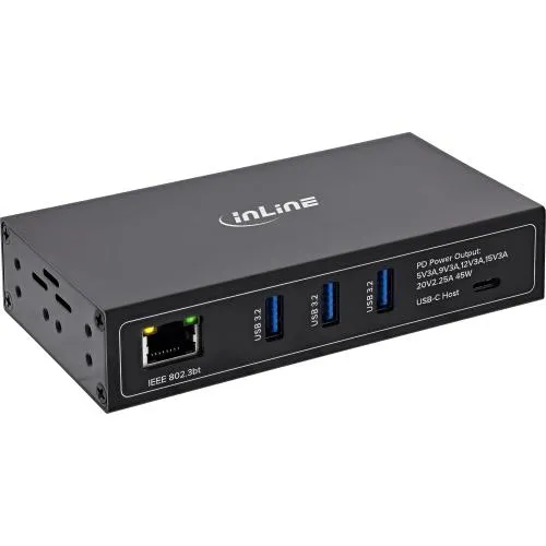 USB PoE Hub Industrie, 4-Port, 3x USB-A/1x USB-C, Gigabit, 60 W