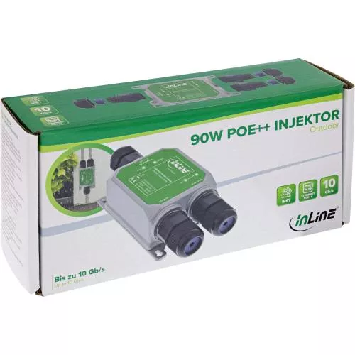 PoE++ Injektor Outdoor IP67, 10 Gb/s, 90 W