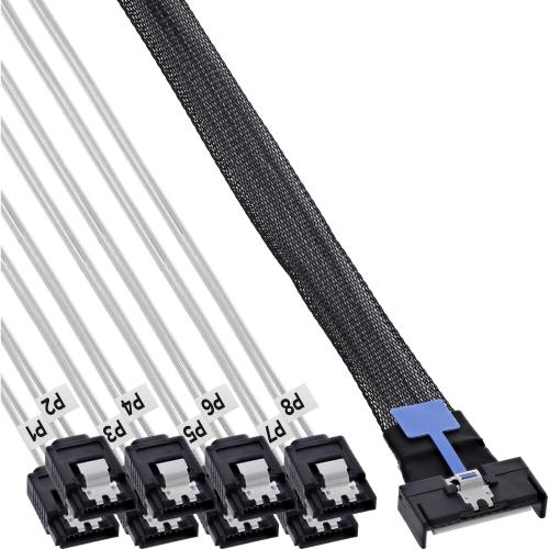 Preview: MCIO x8 Breakout-Kabel auf 8x SATA, 1 m