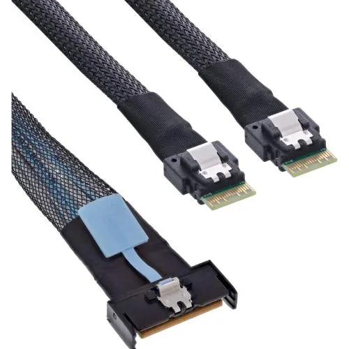 MCIO x8 auf 2x SFF-8654 4i Twinax-Kabel, PCIe Gen4/Gen5, 0,5 m