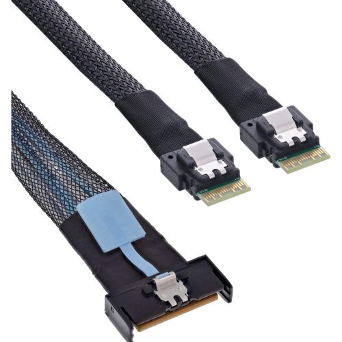 Preview: MCIO x8 auf 2x SFF-8654 4i Twinax-Kabel, PCIe Gen4/Gen5, 0,75 m