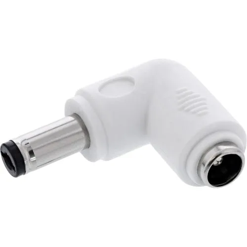 DC Winkeladapter 5,5x2,5 mm, Stecker/Buchse, weiß