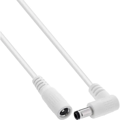 DC Verlängerungskabel 5,5x2,1 mm, Winkelstecker, weiß